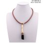 Fashionable Short Leather Cord Chain Sandy Gold / Brown