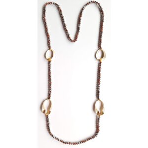 Long fashionable neklace, matt gold
