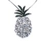 Fashionable long necklace + pineapple pendant with rhinestones, rhodium