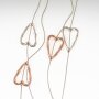 Modische Lange Halskette mit Herz - Elementen Matt Silber / Matt Rose Gold