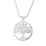 Fashionable Long Necklace with Tree of Life Pendant Sandy Silver