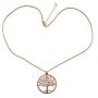 Fashionable Long Necklace with Tree of Life Pendant Sandy Rose Gold