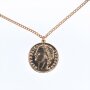 Fashionable long necklace with coin pendant Gold