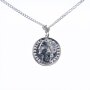 Fashionable long necklace with coin pendant Rhodium