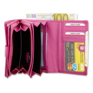 Tillberg Damen Geldb&ouml;rse Portemonnaie Portmonee aus echtem Nappaleder 9,5x15x3,5 cm pink