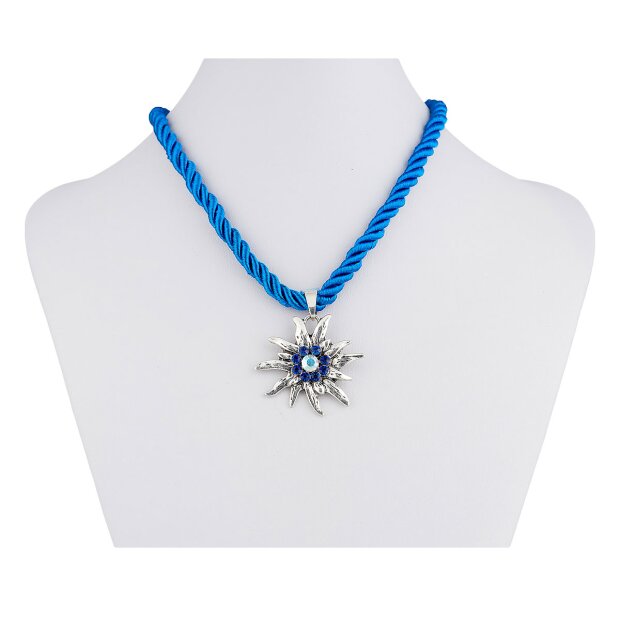 Edelweiss Trachten Damen Trachten Kette Edelweiss Kordel 37 cm Sapphire+ Crystal AB