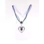 Edelweiss Trachten chain necklace heart pendant with rhinestones 43 cm D-Blue (028-04-06)