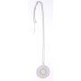 Necklace with big round pendant with crystal stones silver