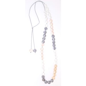 Long necklace with different colored plates