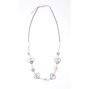 necklace with heart pendants silver grey