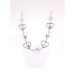 necklace with heart pendants silver grey