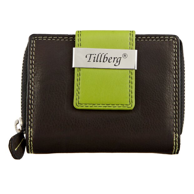 Tillberg ladies wallet made from real leather black+apple green