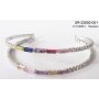 Bracelet with different coloured gemstomes and crystal stones rhodium