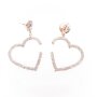 Earrings with heart shaped pendant with rhinestones gold