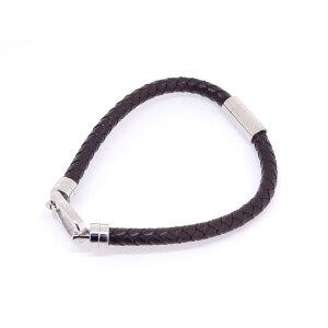 Leather  bracelet with silver clasp made from stainless steel