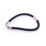 Leather  bracelet with silver clasp made from stainless steel 22cm, black leather