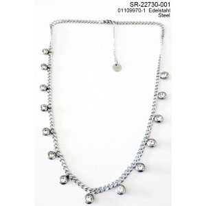 Stainless steel necklace with pendants with crystal stones