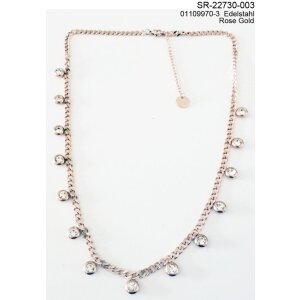 Stainless steel necklace with pendants with crystal stones