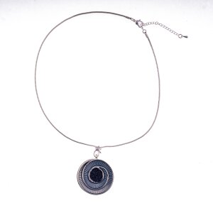 Magnetic Brooch necklace 60 cm, matt silver/ blue combination