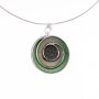 Magnetic Brooch necklace 60 cm, matt silver/green combination