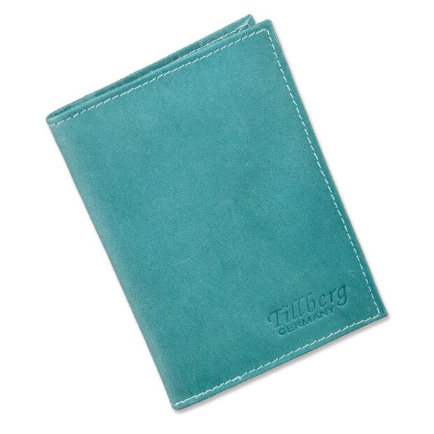 Wallet/credit card case made from real leather, sea blue
