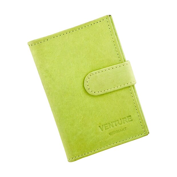 Credit card case made from real leather, apple green