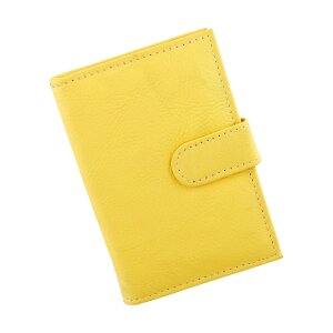 Credit card case made from real leather, yellow