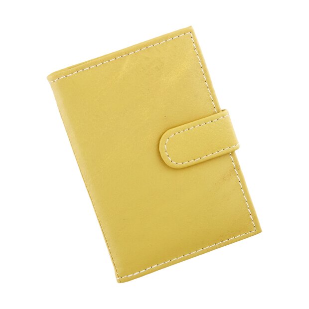 Credit card case made from real leather, mustard