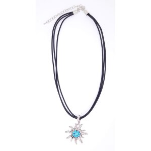 Necklace with edelweiss pendant woth rhinestones