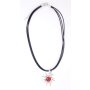 Necklace with edelweiss pendant with light siam  gemstones