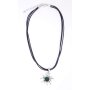 Necklace with edelweiss pendant with emerald gemstones