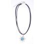 Necklace with edelweiss pendant with aquamarine gemstones