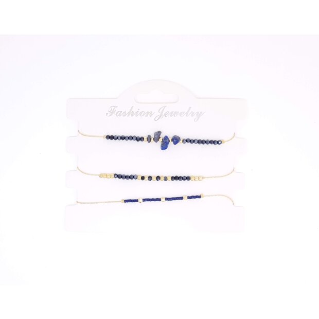 Bracelet set, three pieces blue