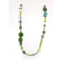 Fashionable necklace with glass beads and gemstones, green