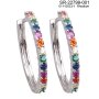 Earrings with multi coloured gemstones plated with real rhodium
