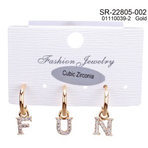 Earrings with letter pendants &quot;FUN&quot;
