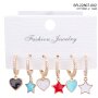 Earrings plated with real 18k gold + different coloured pendants (3 x heart, 3 x star)