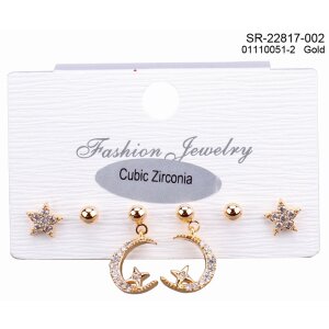 Earrings, three different pairs plated with real 18k gold