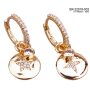 Earrings with round pendant with rhinestones gold