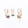 Earrings plated with real 18k gold, three different pairs