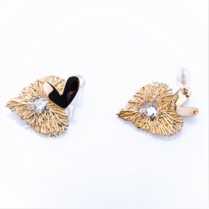 Earrings plated with real gold + rhinestone