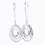 Earrings with oval pendant, plated with real rhodium