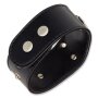 black leather bracelet, skull design, press button, adjustable