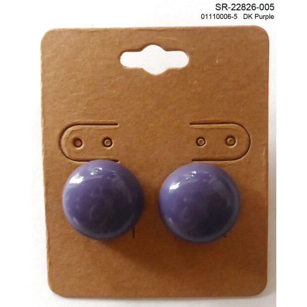Earrings round, dark purple