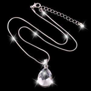 Silver necklace with pendant with crystal stone