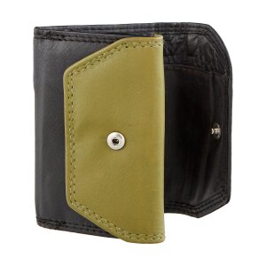 Mini wallet made from real nappa leather 7 cm x 9,5 cm x 1,5 cm, black+dark green