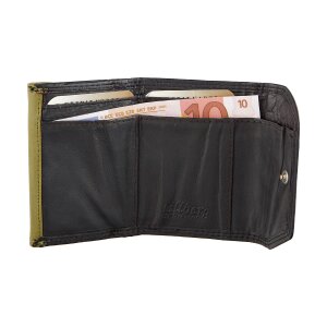 Mini wallet made from real nappa leather 7 cm x 9,5 cm x 1,5 cm, black+dark green