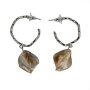 Round earrings + pendant rhodium