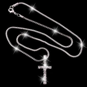 Silver necklace with cross pendant 56 cm long
