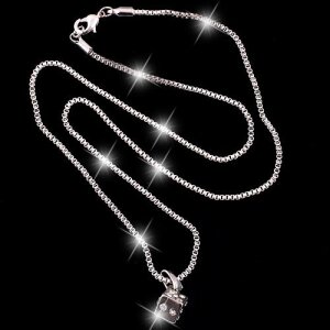 Silver necklace with dice pendant length 56 cm strength 2 mm
